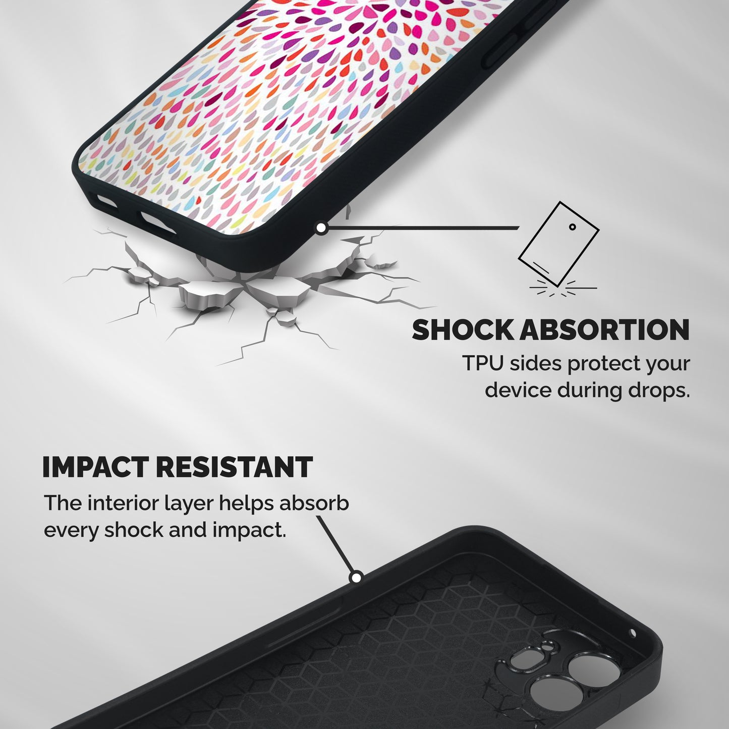 Colorful Decorative Pattern Shockproof Hybrid Protection (Metal + TPU) Back Case Cover