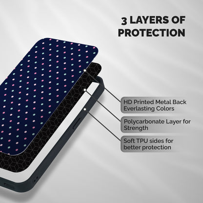 Colorful Dots Pattern Shockproof Hybrid Protection (Metal + TPU) Back Case Cover