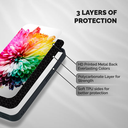 Colorful Flower Shockproof Hybrid Protection (Metal + TPU) Back Case Cover