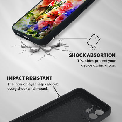 Colorful Flowers Fine Art Shockproof Hybrid Protection (Metal + TPU) Back Case Cover