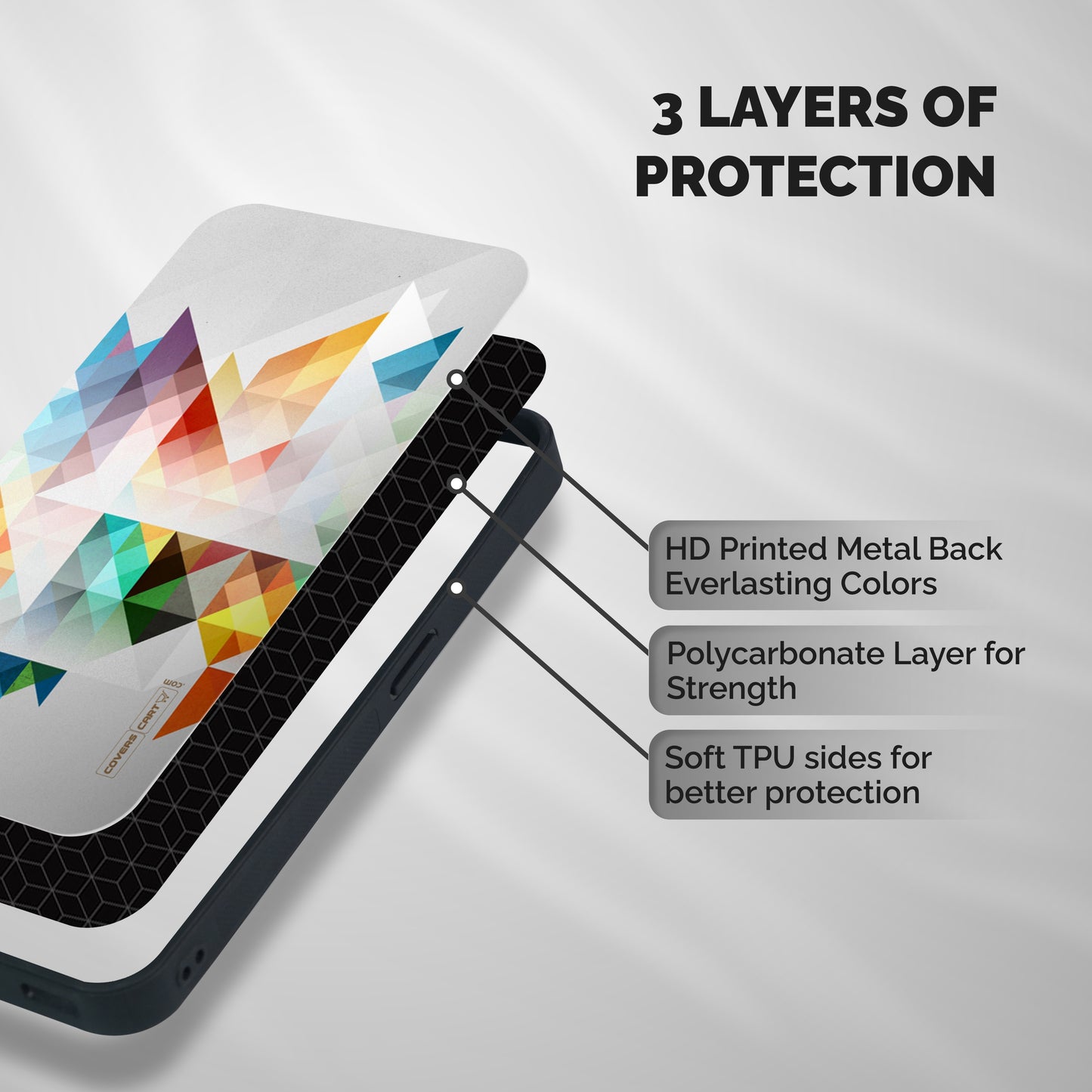 Colorful Geometric Art Shockproof Hybrid Protection (Metal + TPU) Back Case Cover