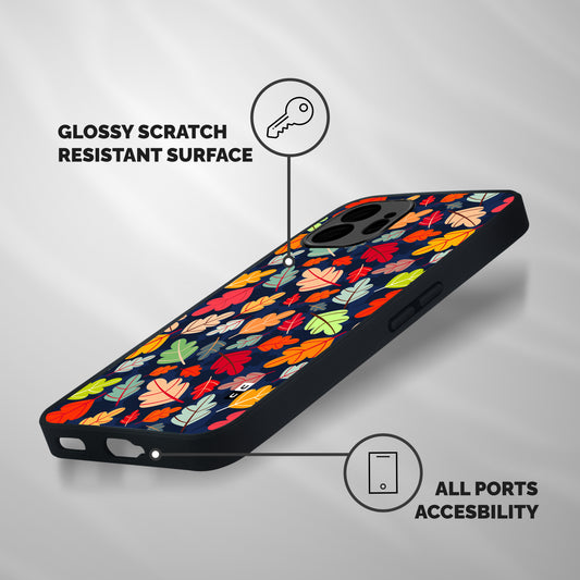 Colorful Leaves Beautiful Pattern Shockproof Hybrid Protection (Metal + TPU) Back Case Cover