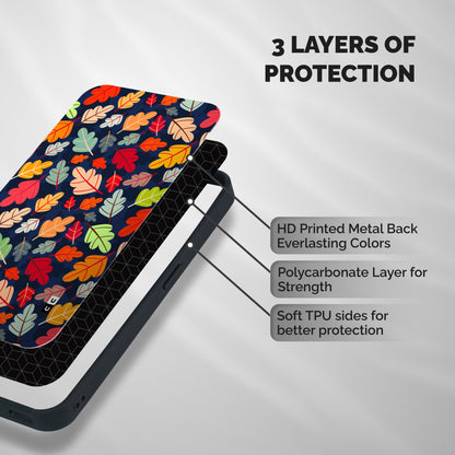 Colorful Leaves Beautiful Pattern Shockproof Hybrid Protection (Metal + TPU) Back Case Cover