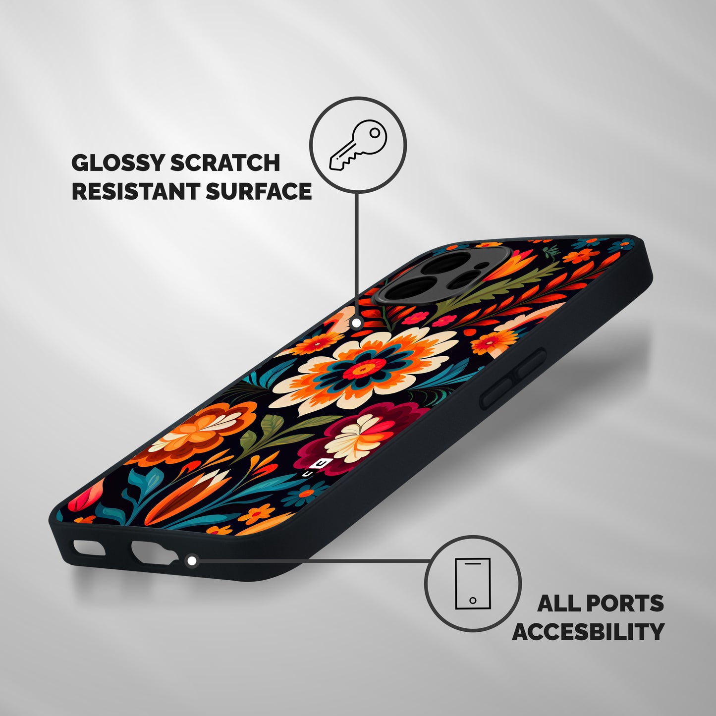 Colorful Mexican Floral Pattern Shockproof Hybrid Protection (Metal + TPU) Back Case Cover