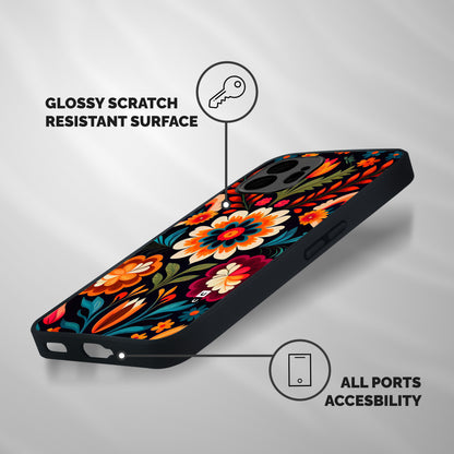 Colorful Mexican Floral Pattern Shockproof Hybrid Protection (Metal + TPU) Back Case Cover