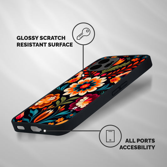 Colorful Mexican Floral Pattern Shockproof Hybrid Protection (Metal + TPU) Back Case Cover