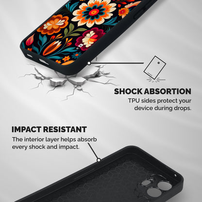 Colorful Mexican Floral Pattern Shockproof Hybrid Protection (Metal + TPU) Back Case Cover