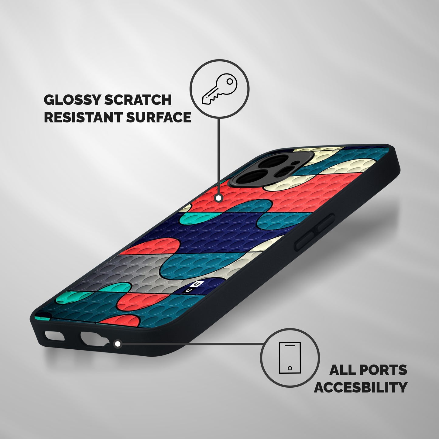 Colorful Puzzle Design Shockproof Hybrid Protection (Metal + TPU) Back Case Cover