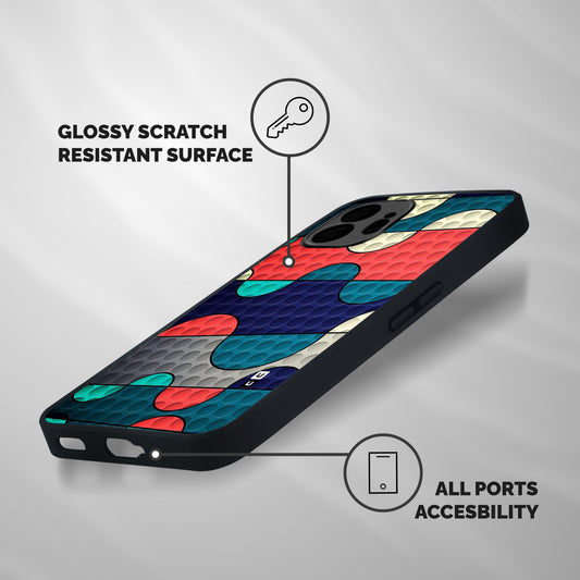 Colorful Puzzle Design Shockproof Hybrid Protection (Metal + TPU) Back Case Cover
