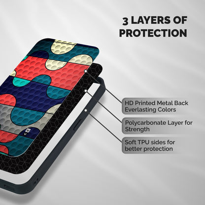 Colorful Puzzle Design Shockproof Hybrid Protection (Metal + TPU) Back Case Cover