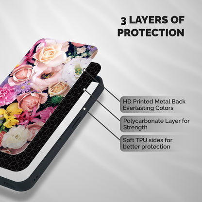 Colorful Roses Shockproof Hybrid Protection (Metal + TPU) Back Case Cover