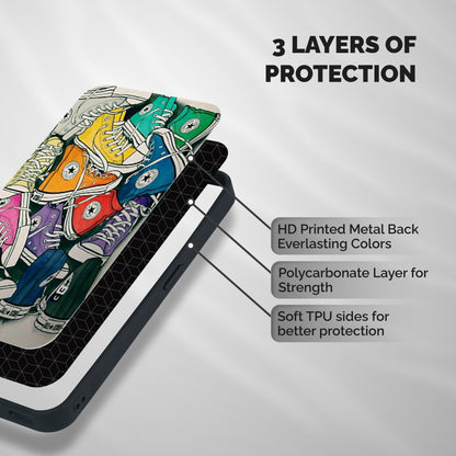 Colorful Shoes Shockproof Hybrid Protection (Metal + TPU) Back Case Cover