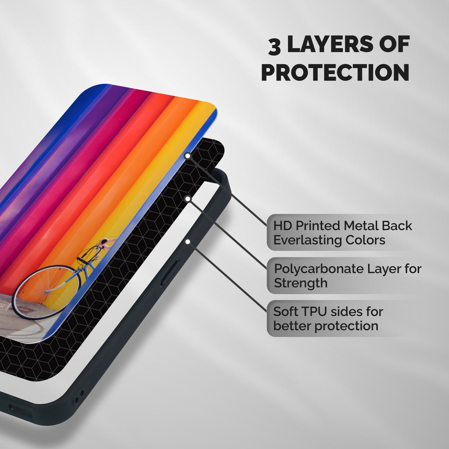 Colorful Walls Shockproof Hybrid Protection (Metal + TPU) Back Case Cover