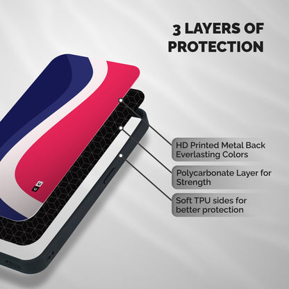 Colorful Wavy Print Shockproof Hybrid Protection (Metal + TPU) Back Case Cover