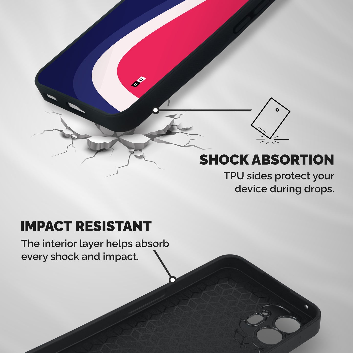 Colorful Wavy Print Shockproof Hybrid Protection (Metal + TPU) Back Case Cover