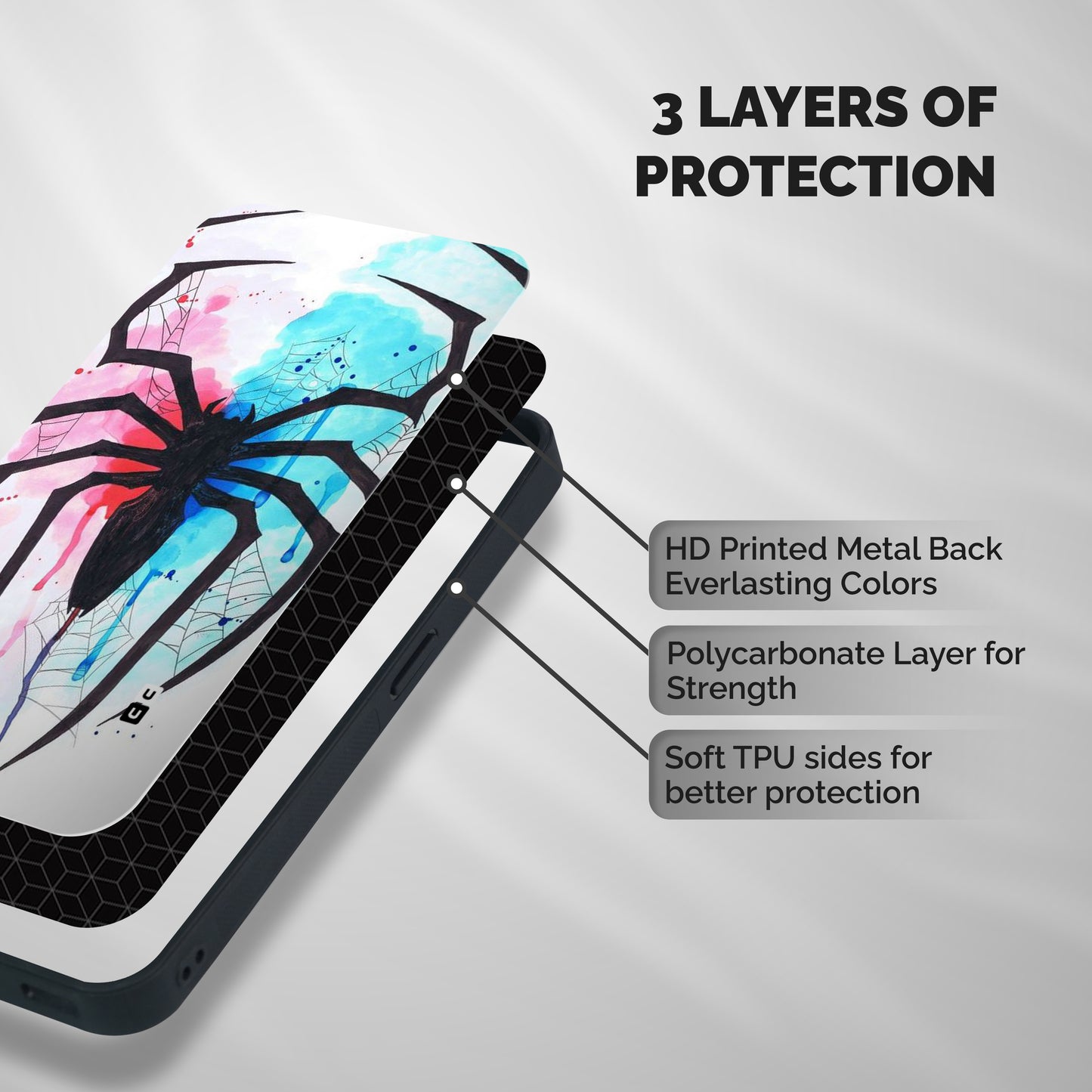 Colorful Web Shockproof Hybrid Protection (Metal + TPU) Back Case Cover
