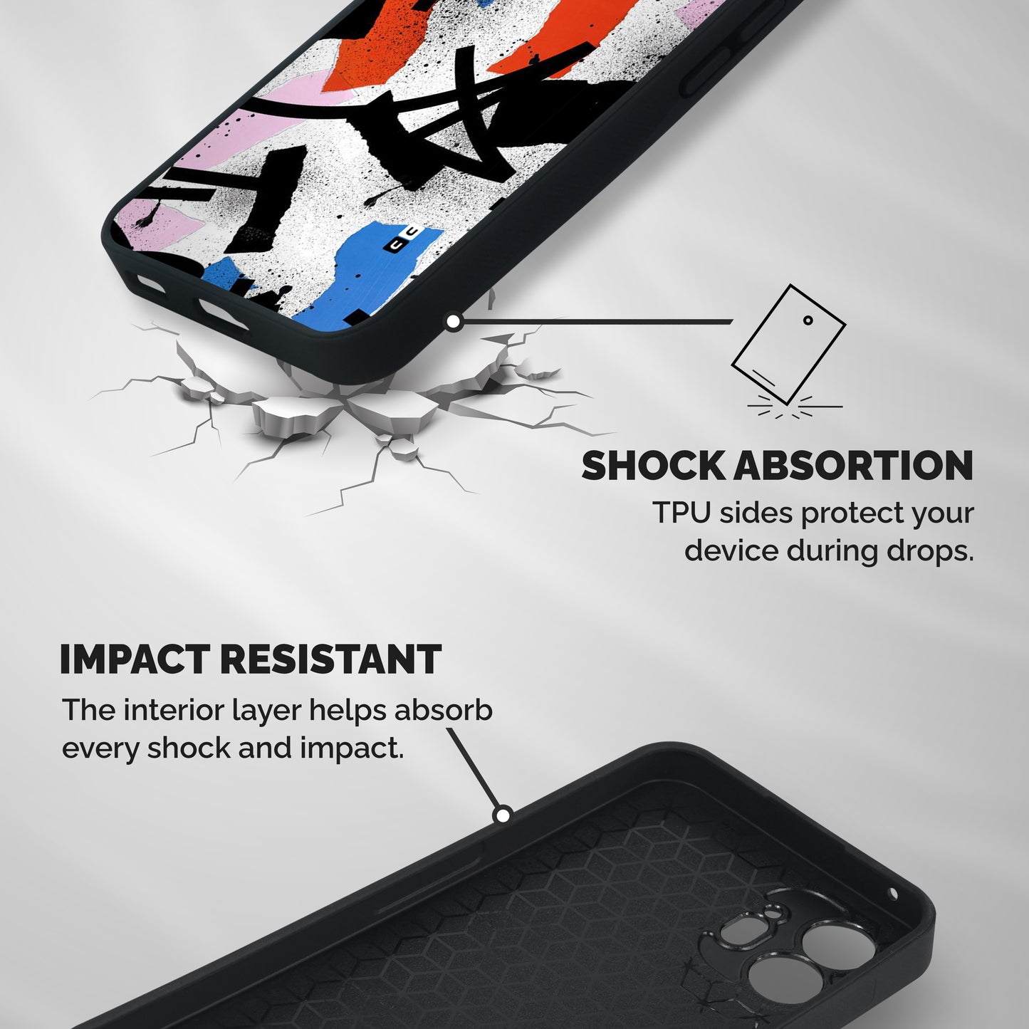 Coloured Abstract Art Shockproof Hybrid Protection (Metal + TPU) Back Case Cover