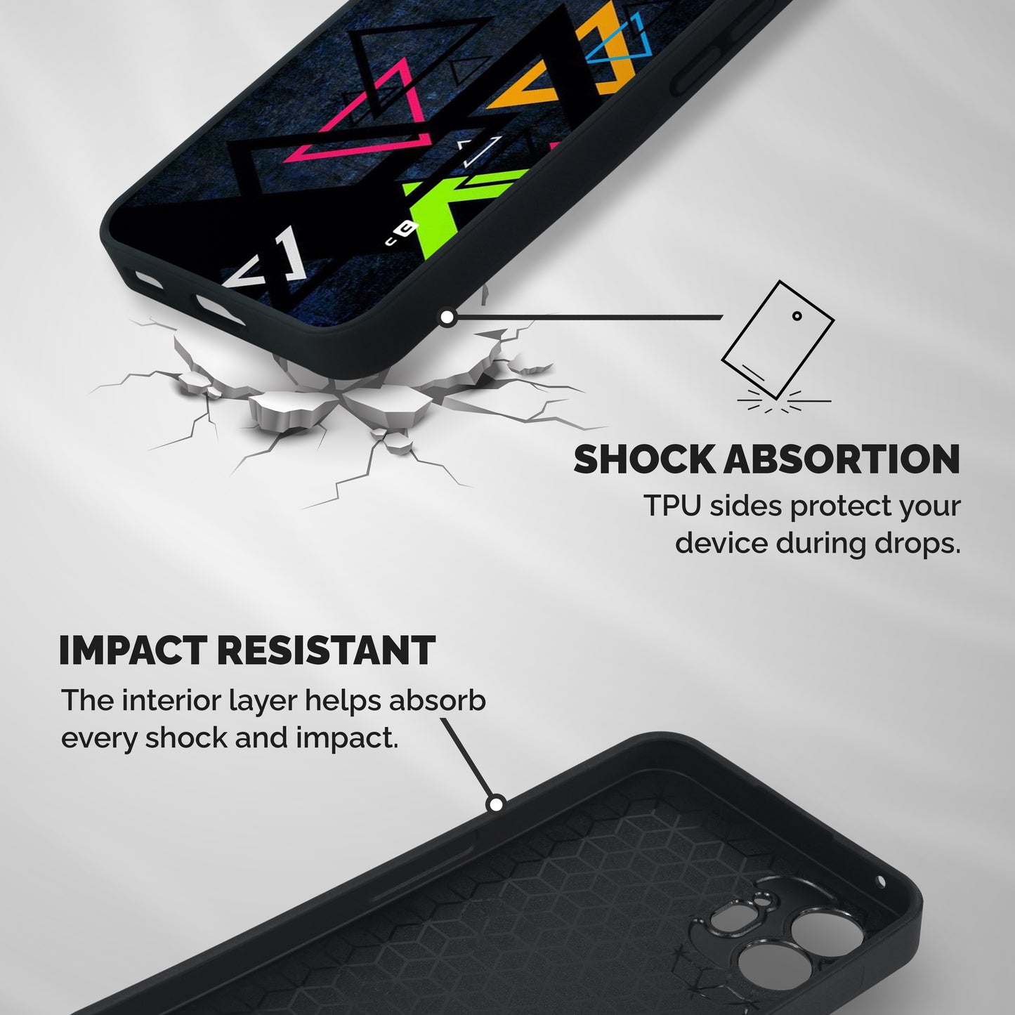 Coloured Triangles Shockproof Hybrid Protection (Metal + TPU) Back Case Cover