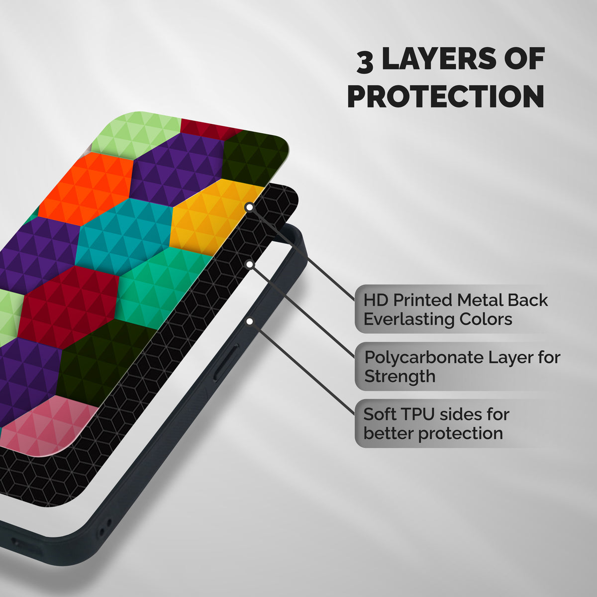 Colourful Abstract Shockproof Hybrid Protection (Metal + TPU) Back Case Cover