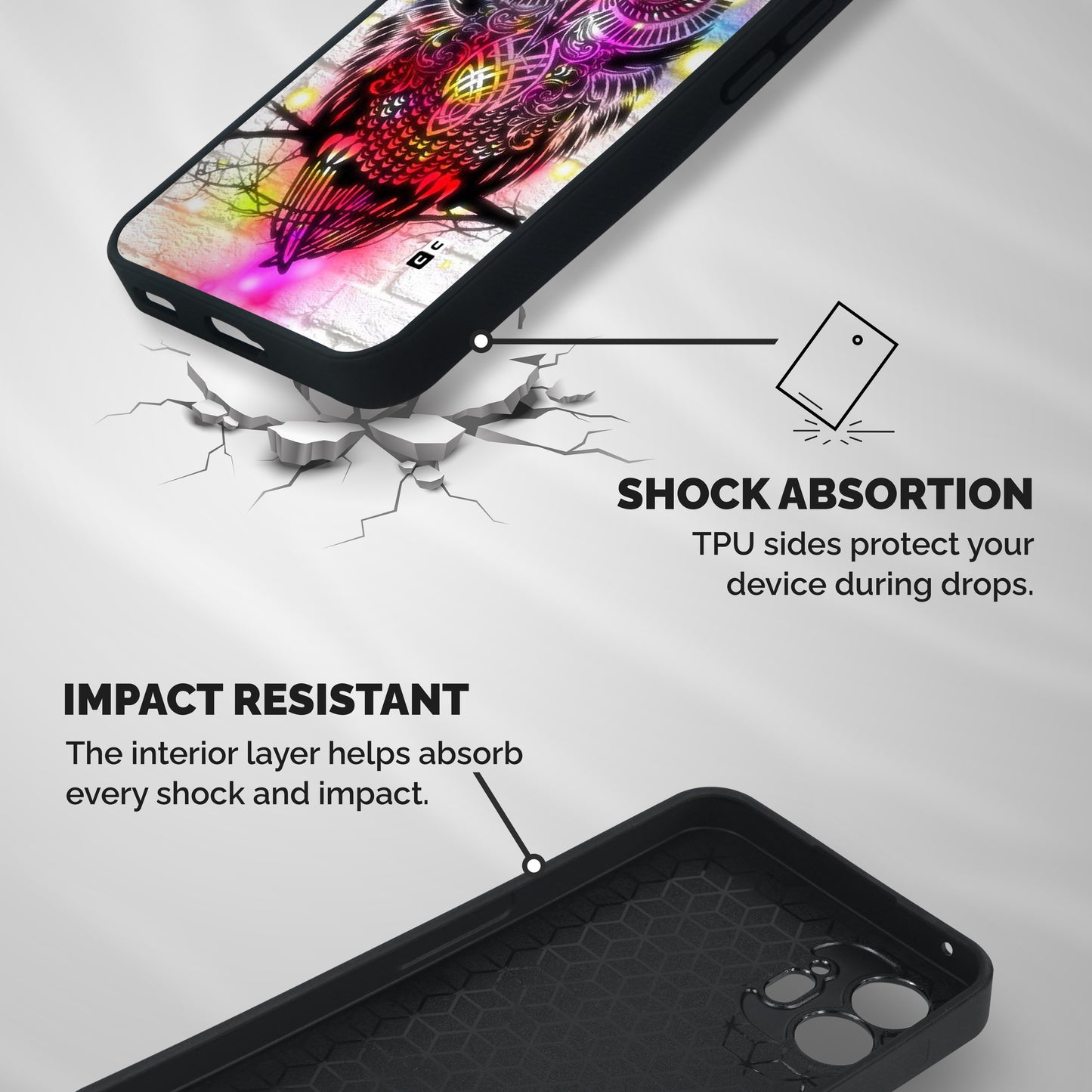 Colourful Owl Shockproof Hybrid Protection (Metal + TPU) Back Case Cover