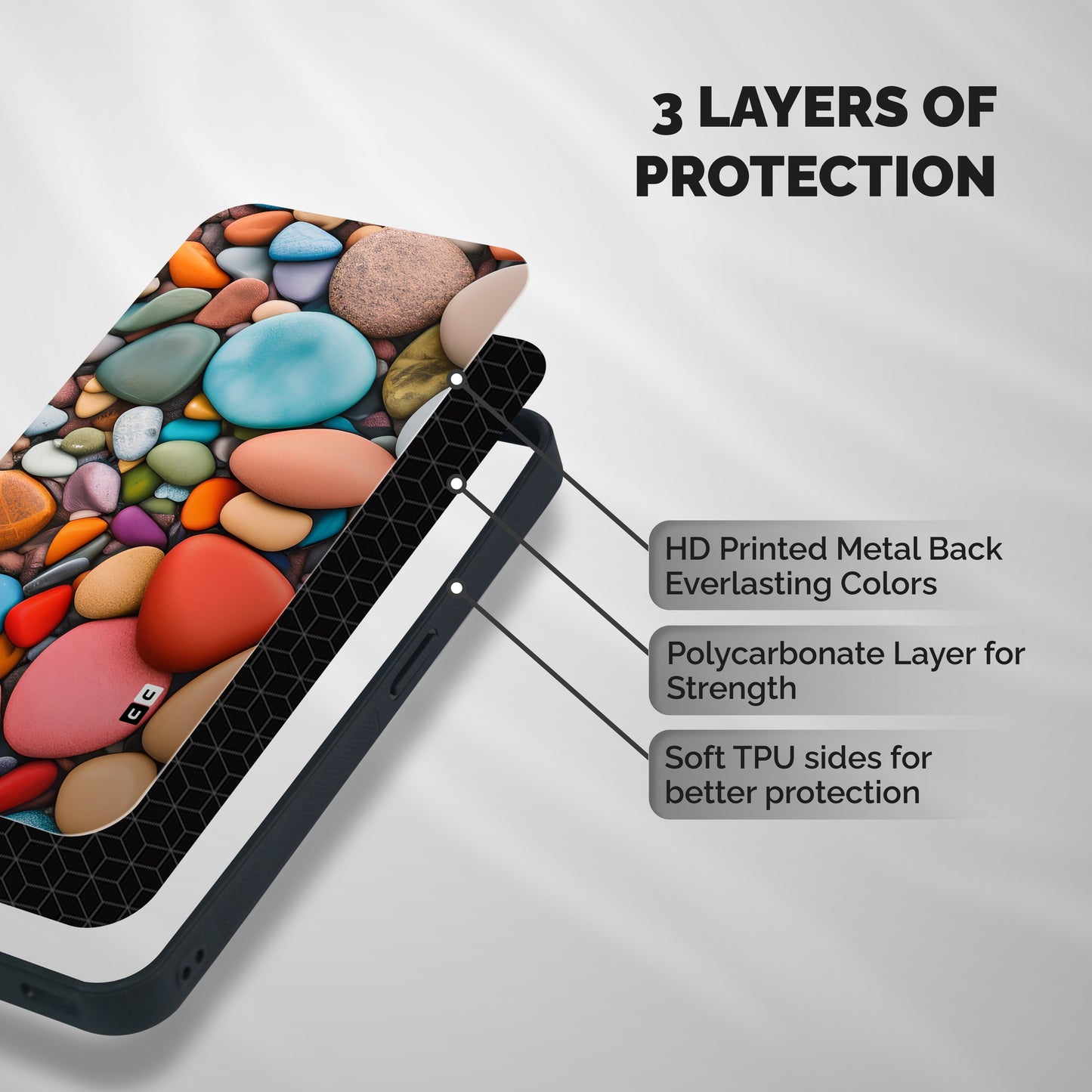 Colourful Stones Shockproof Hybrid Protection (Metal + TPU) Back Case Cover