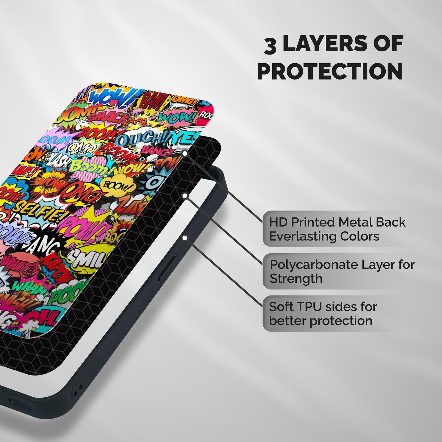 Comic Ringtone Shockproof Hybrid Protection (Metal + TPU) Back Case Cover