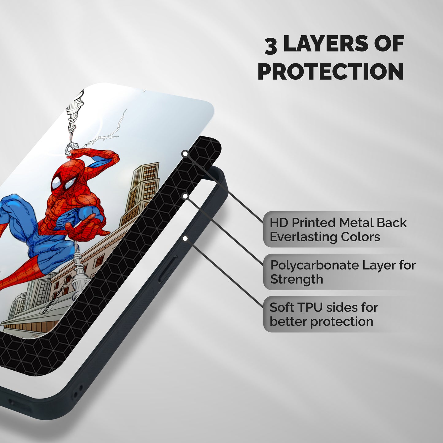 Comic Spider Man Shockproof Hybrid Protection (Metal + TPU) Back Case Cover
