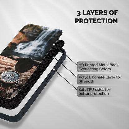 Compass Travel Shockproof Hybrid Protection (Metal + TPU) Back Case Cover