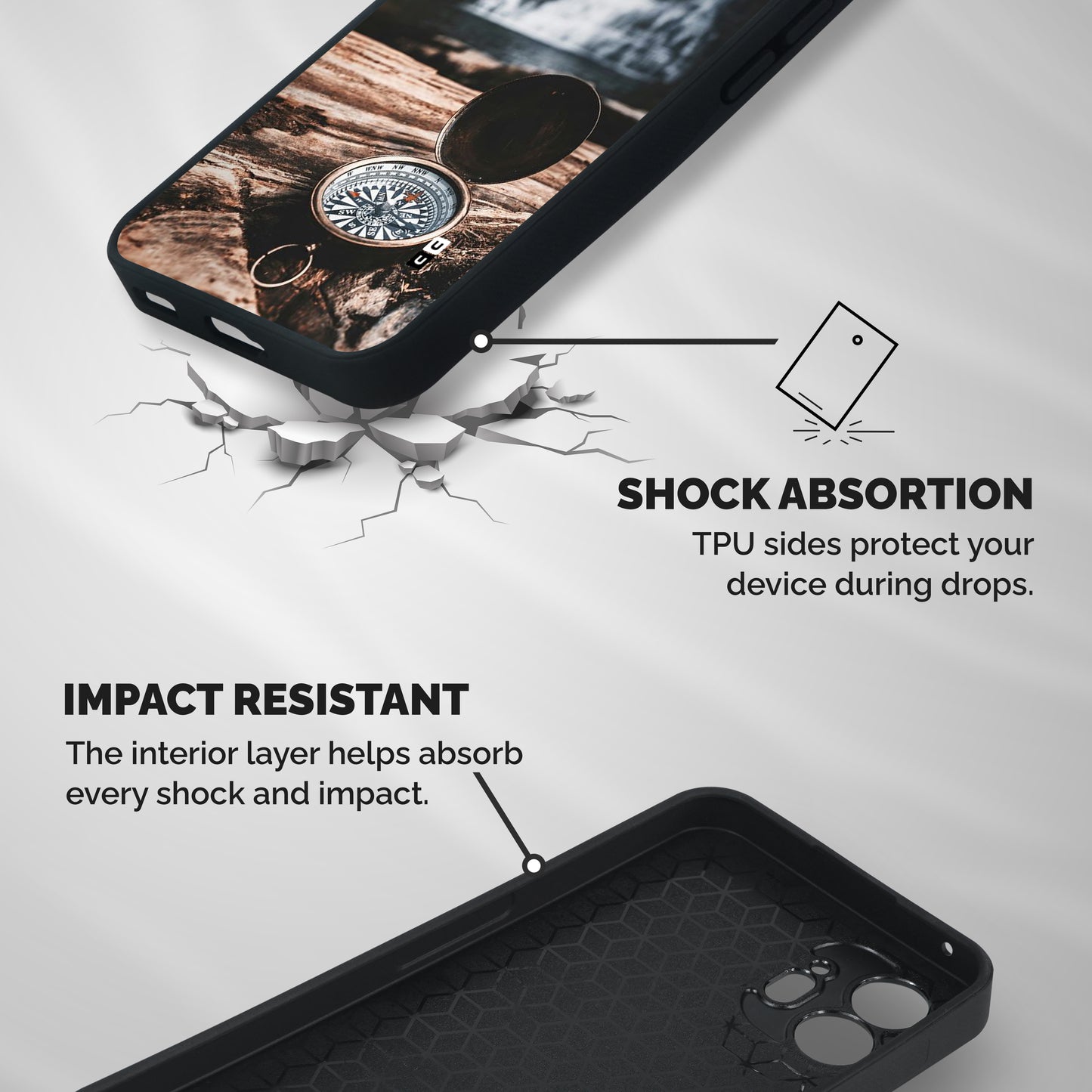 Compass Travel Shockproof Hybrid Protection (Metal + TPU) Back Case Cover