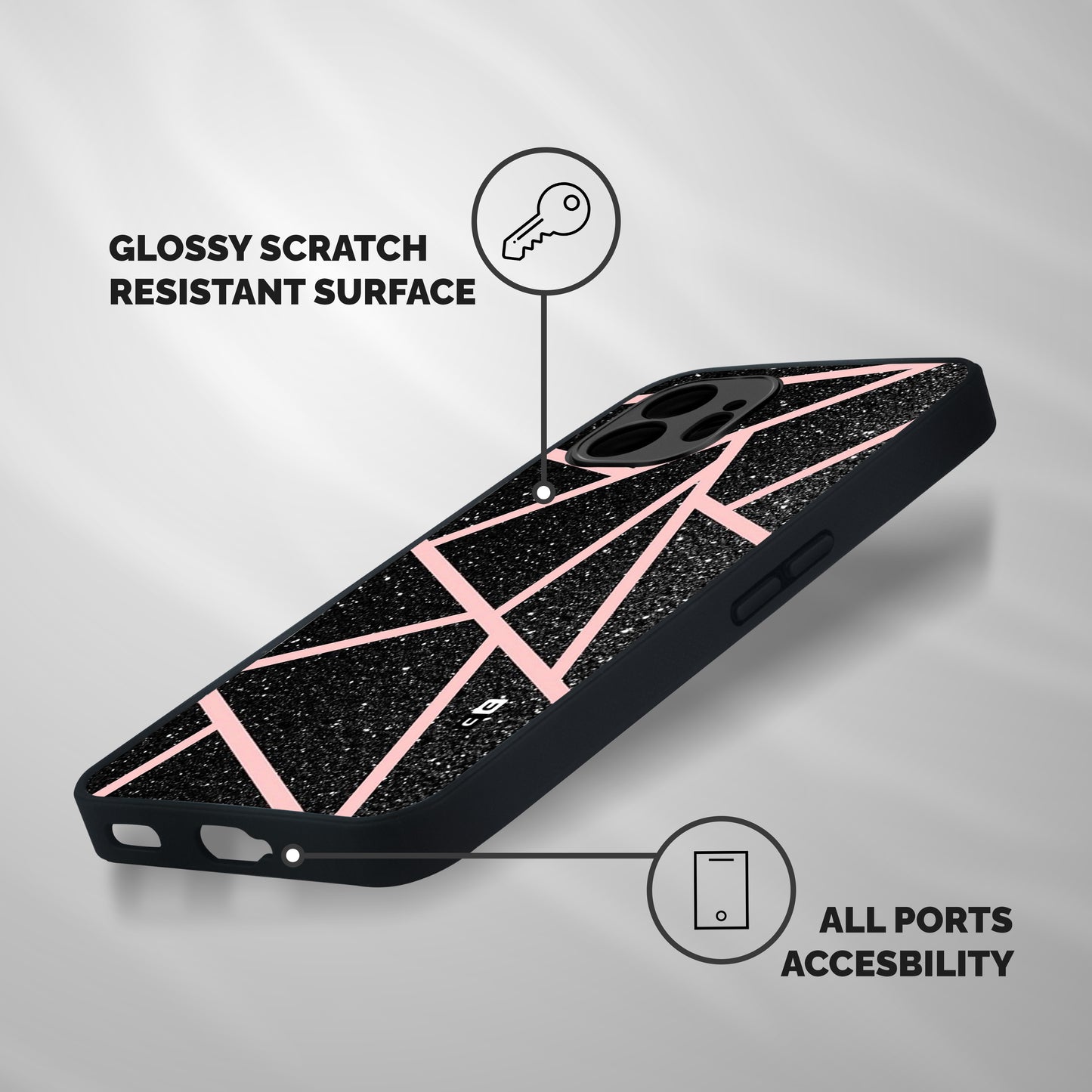 Concrete Black Pink Stripes Shockproof Hybrid Protection (Metal + TPU) Back Case Cover