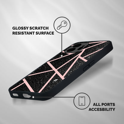 Concrete Black Pink Stripes Shockproof Hybrid Protection (Metal + TPU) Back Case Cover