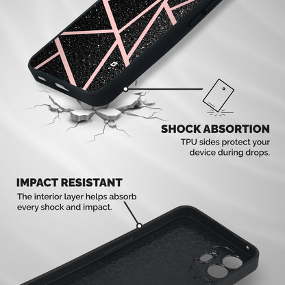 Concrete Black Pink Stripes Shockproof Hybrid Protection (Metal + TPU) Back Case Cover