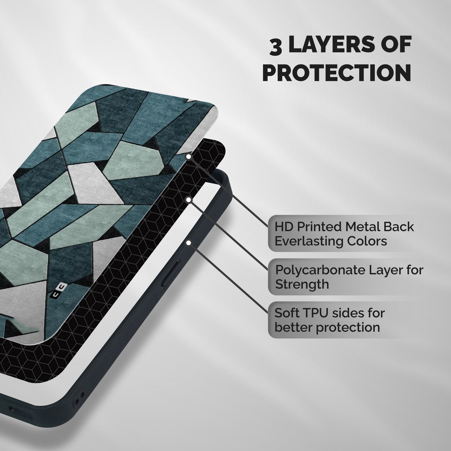 Concrete Green Abstract Shockproof Hybrid Protection (Metal + TPU) Back Case Cover