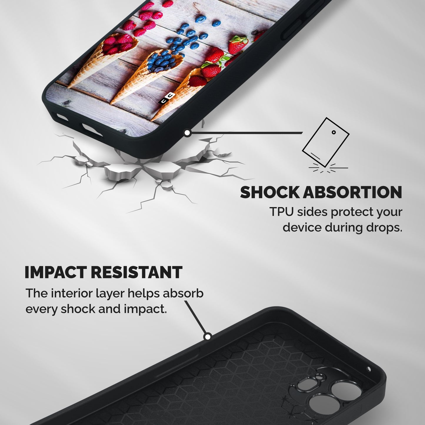 Cone Fruits Design Shockproof Hybrid Protection (Metal + TPU) Back Case Cover