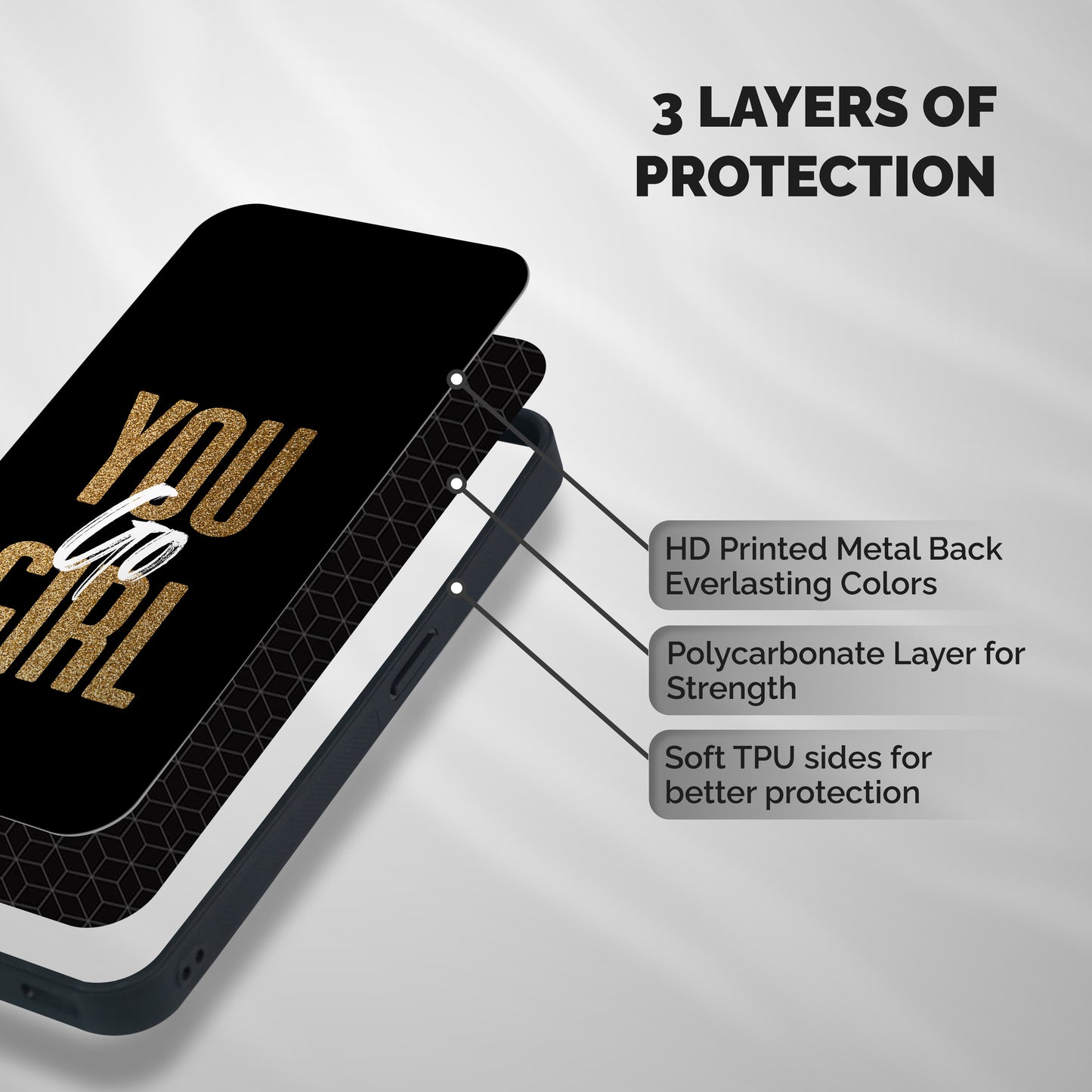 Confident Girl Shockproof Hybrid Protection (Metal + TPU) Back Case Cover
