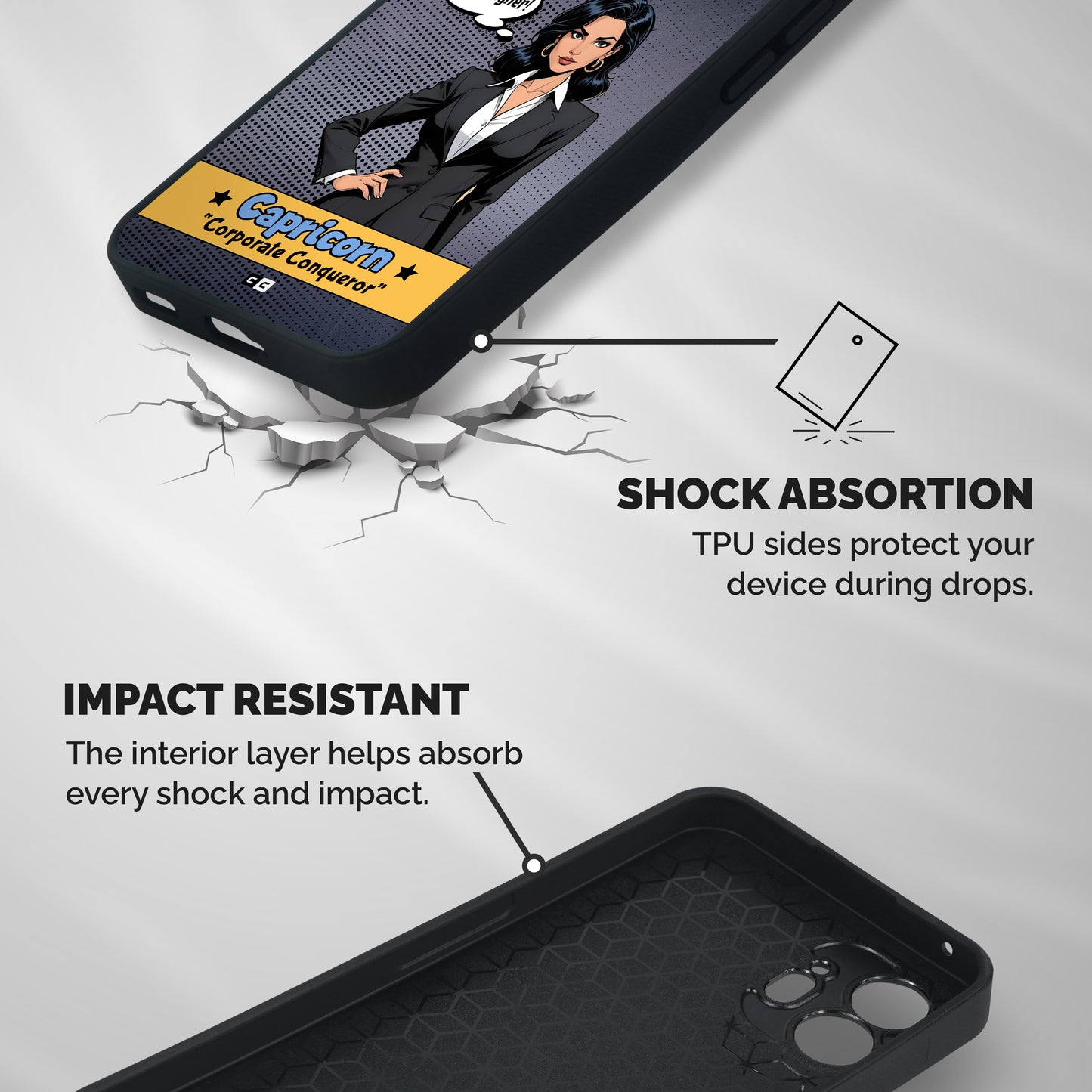 Conqueror Capricorn Shockproof Hybrid Protection (Metal + TPU) Back Case Cover