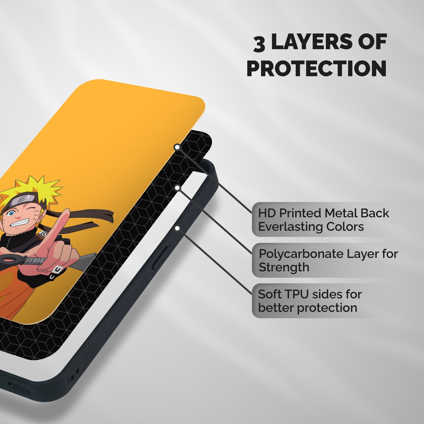 Cool Aesthetic Naruto Shockproof Hybrid Protection (Metal + TPU) Back Case Cover