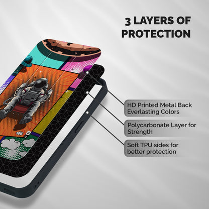 Cool Astraunaut Comic Swing Shockproof Hybrid Protection (Metal + TPU) Back Case Cover