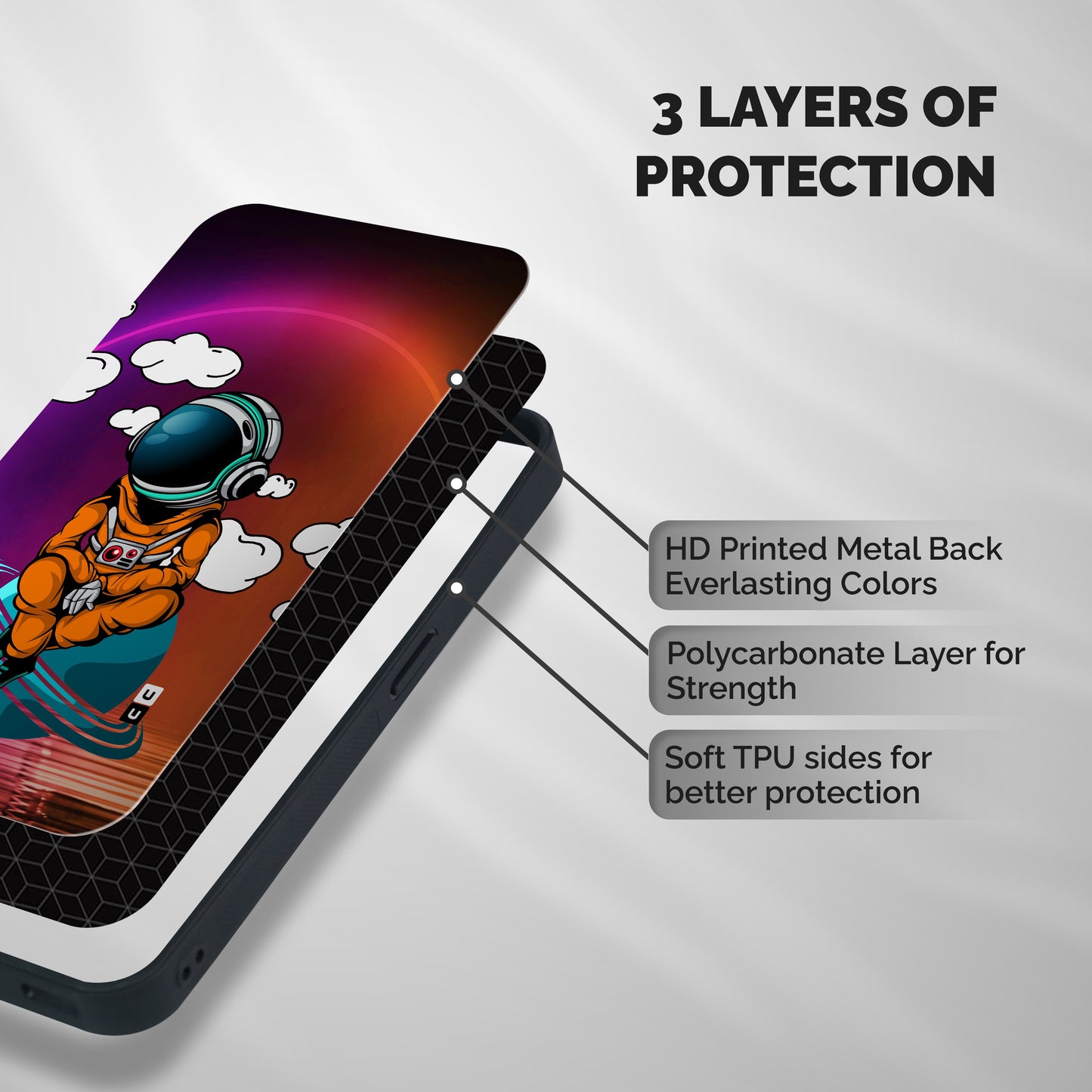 Cool Astraunaut Relaxing Shockproof Hybrid Protection (Metal + TPU) Back Case Cover