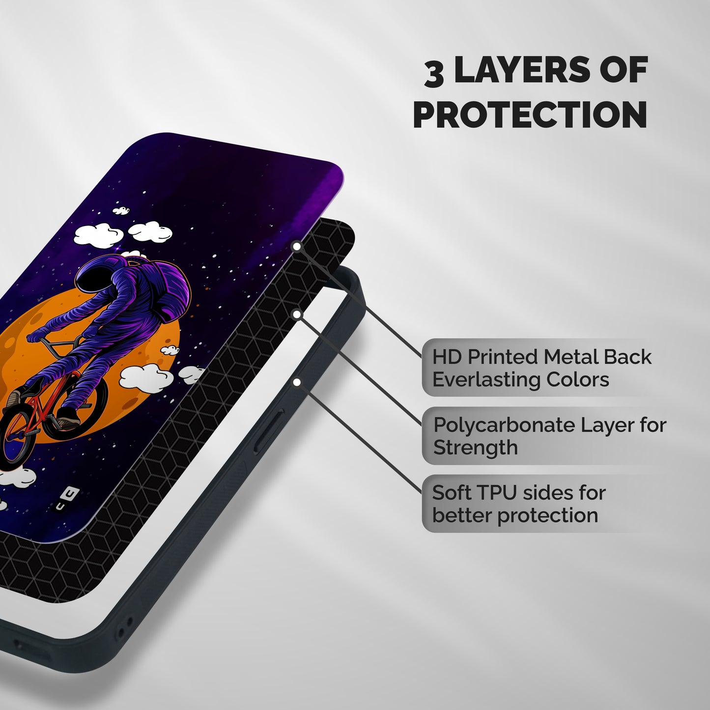 Cool Astro Cyclist Shockproof Hybrid Protection (Metal + TPU) Back Case Cover