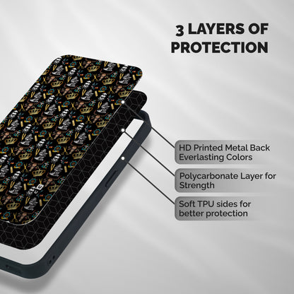Cool Barber Pattern Shockproof Hybrid Protection (Metal + TPU) Back Case Cover