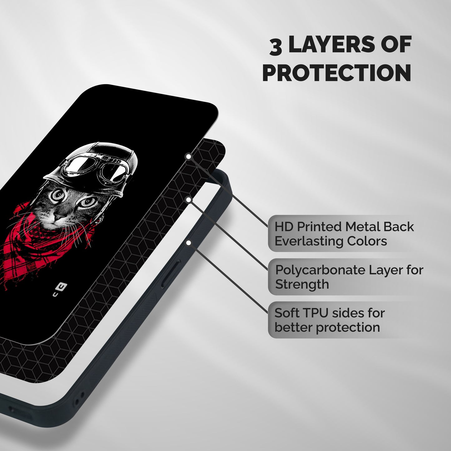 Cool Biker Cat Shockproof Hybrid Protection (Metal + TPU) Back Case Cover