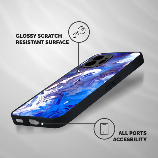 Cool Blue Marble Texture Shockproof Hybrid Protection (Metal + TPU) Back Case Cover