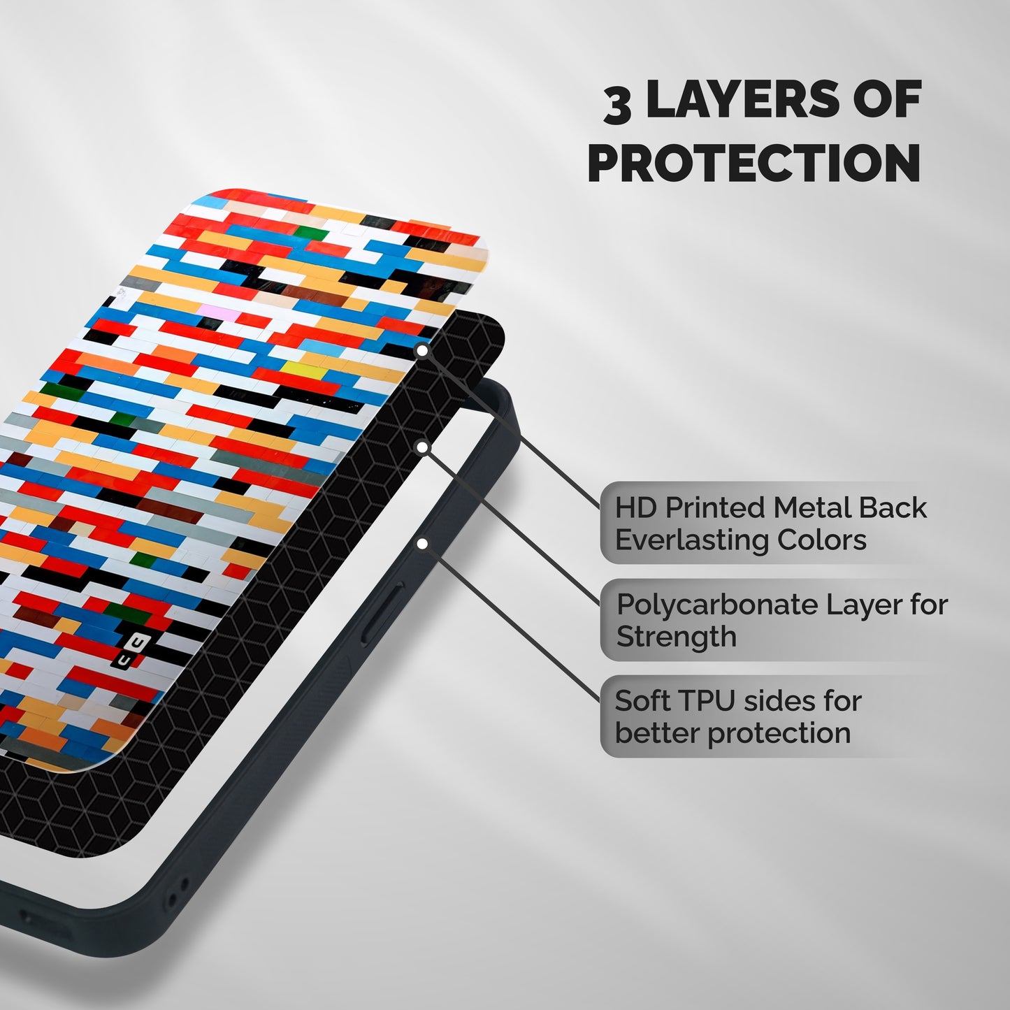 Cool Colors Collage Pattern Art Shockproof Hybrid Protection (Metal + TPU) Back Case Cover