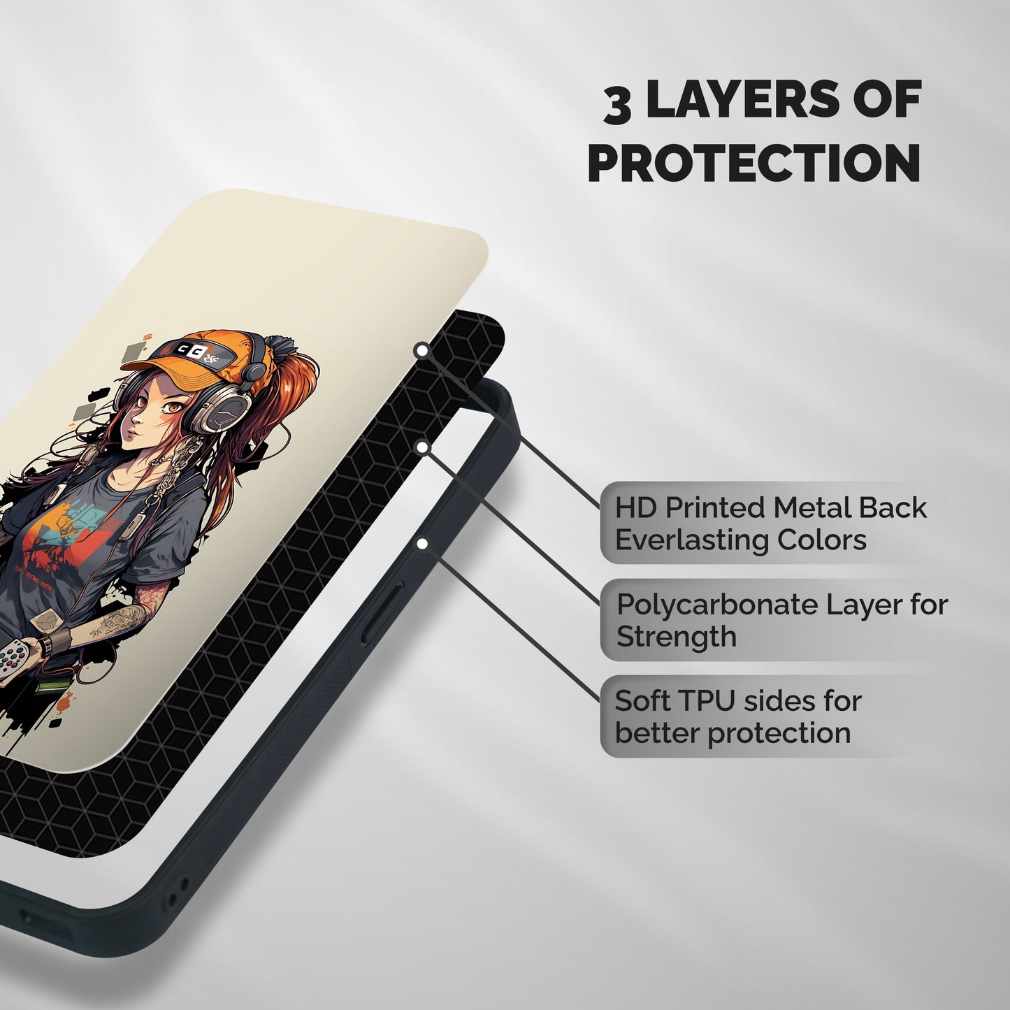 Cool Gamer Girl Shockproof Hybrid Protection (Metal + TPU) Back Case Cover