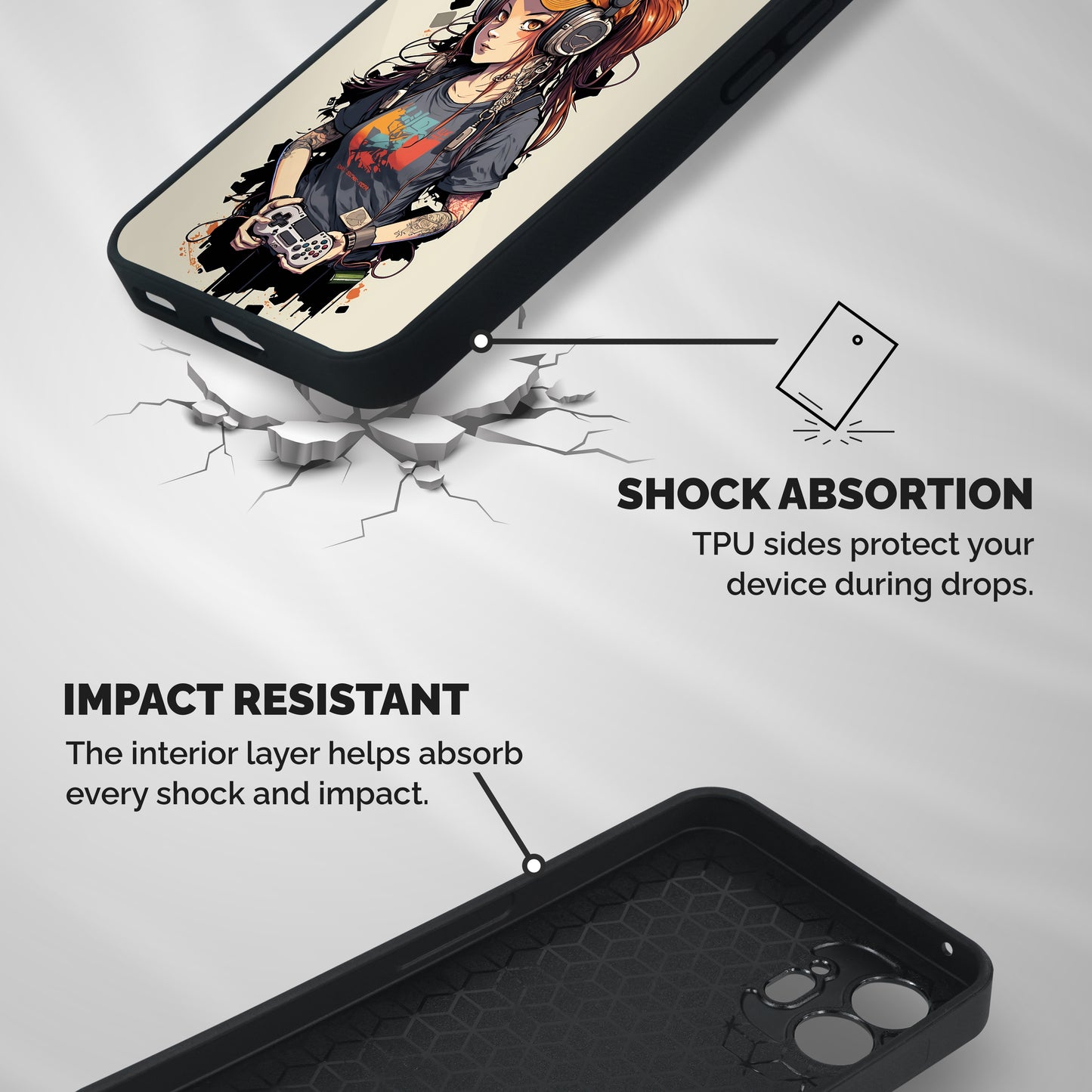 Cool Gamer Girl Shockproof Hybrid Protection (Metal + TPU) Back Case Cover