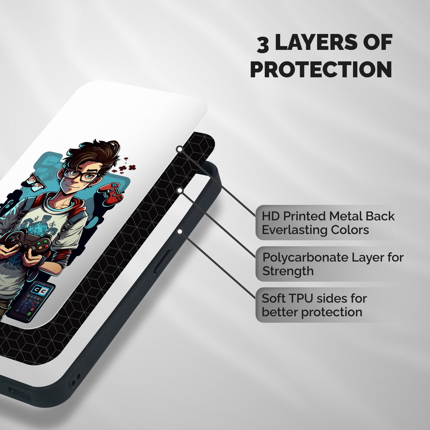 Cool Gamer Guy Shockproof Hybrid Protection (Metal + TPU) Back Case Cover