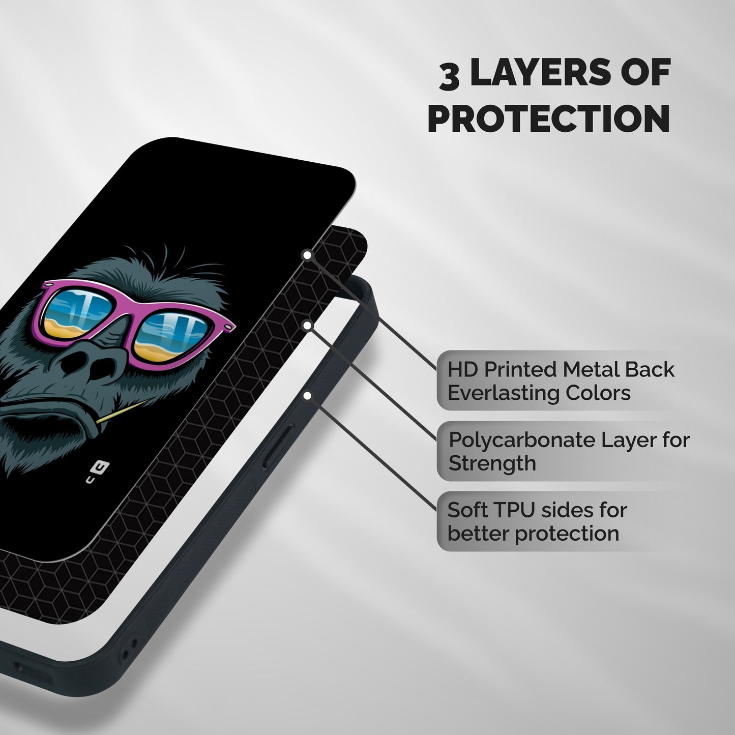 Cool Monkey Beach Sunglasses Shockproof Hybrid Protection (Metal + TPU) Back Case Cover