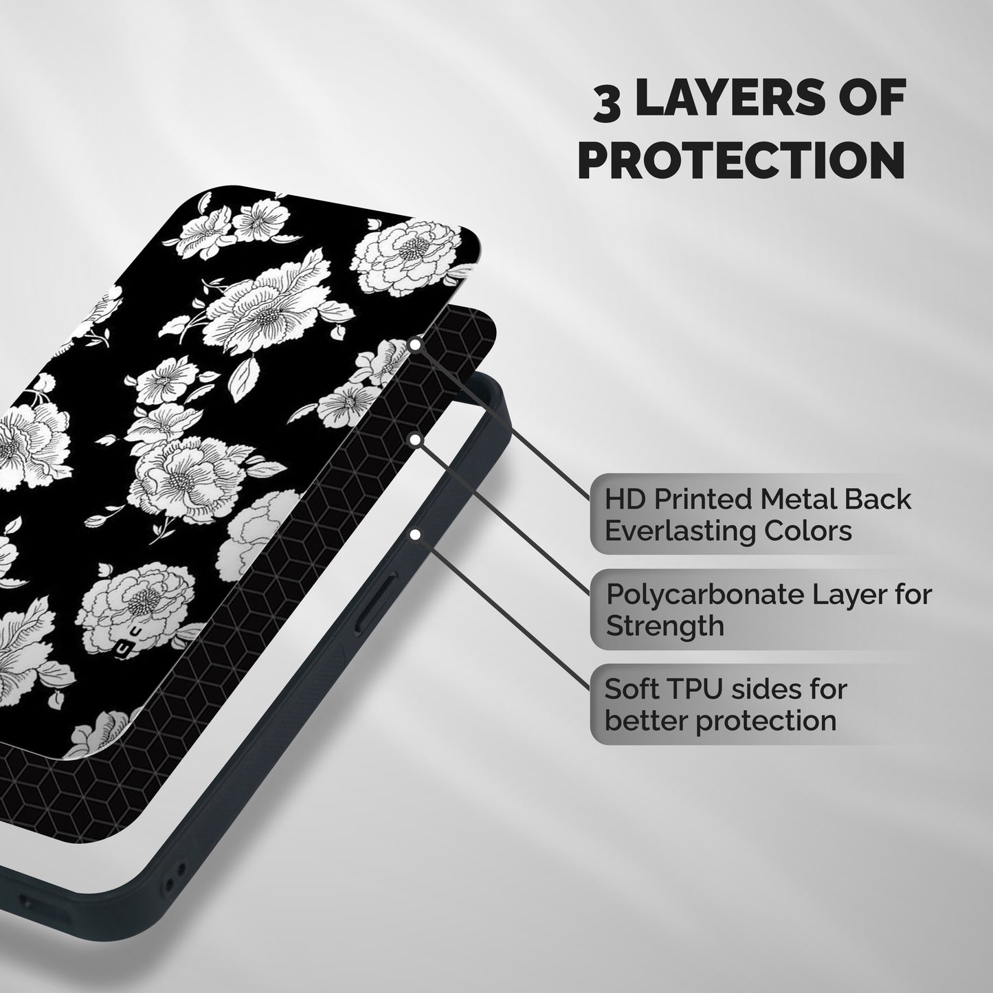 Cool Pattern Flowers Shockproof Hybrid Protection (Metal + TPU) Back Case Cover