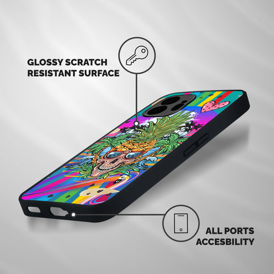 Cool Pineapple Skull Shockproof Hybrid Protection (Metal + TPU) Back Case Cover
